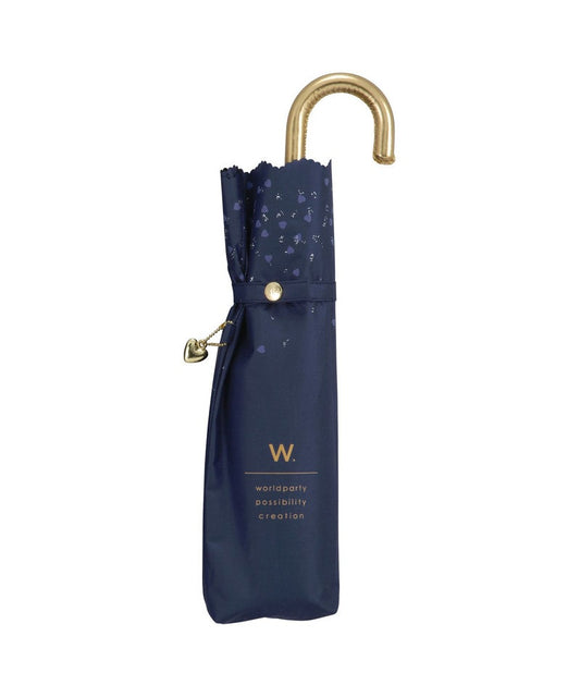 Parapluie Pliable Mini Glitter Heart Anti-UV Wpc. - Bleu Marine