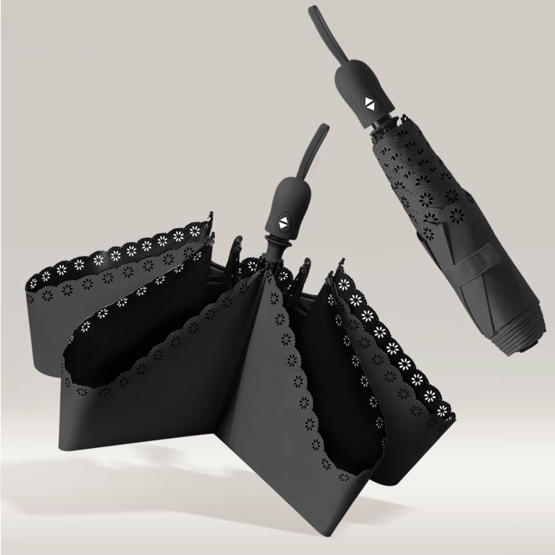 Parapluie Pliable Auto-Ouvrant à Volants Kumokasa - Noir