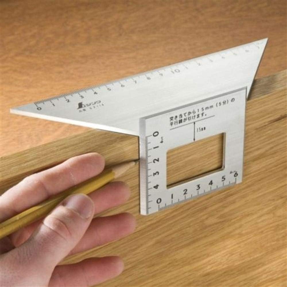 Gabarit d’onglet trapézoïdal Shinwa en aluminium – Traçage gauche et droite