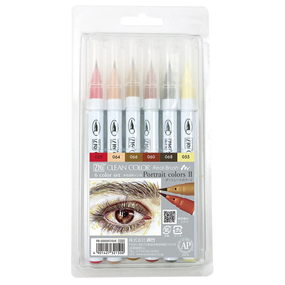 ZIG Clean Color Real Brush Portrait Color 2 – Set 6 Colors