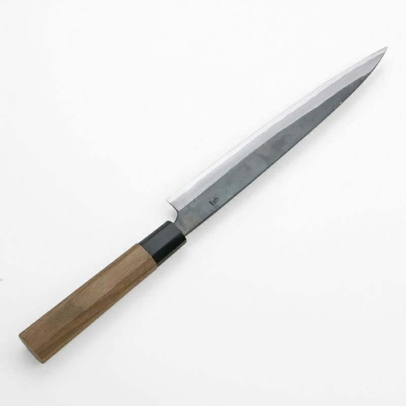 Couteau japonais Yanagiba Motokane – Aogami n°1 forgé, finition Kurouchi, 210 à 270 mm