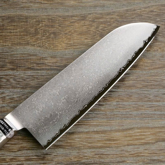 Couteau japonais Santoku 175 mm – Damas 63 couches, acier inoxydable