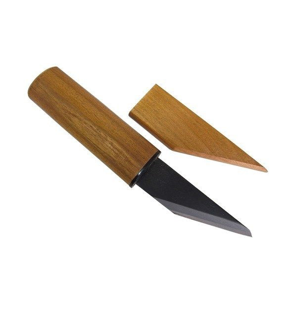 Couteau Kiridashi Japonais Onishin Sakura Saya 70 mm – Lame Acier avec Étui Bois