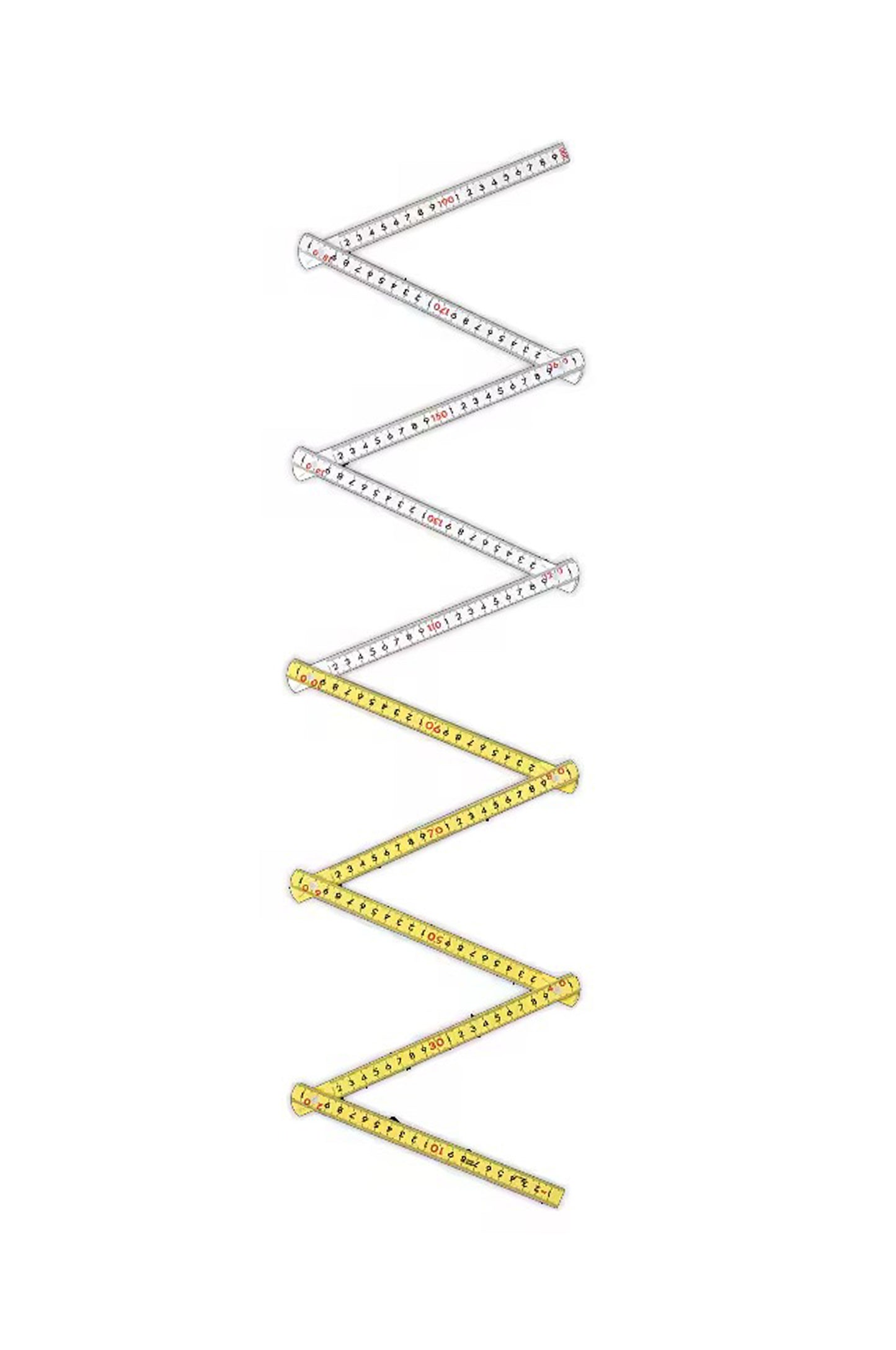 Règle Pliante Japonaise 2 m en Fibre de Verre, 10 Branches, Jaune et Blanche – Shinwa