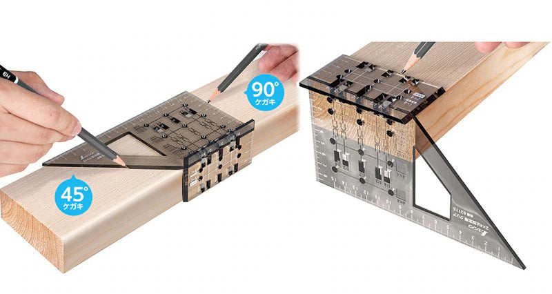 Gabarit de traçage Shinwa pour bois 2×4 – Angles 45° et 90°