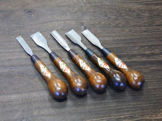 Set de Ciseaux à Bois Japonais HSS WOODYCHISEL – Coffret 5 Outils de Sculpture