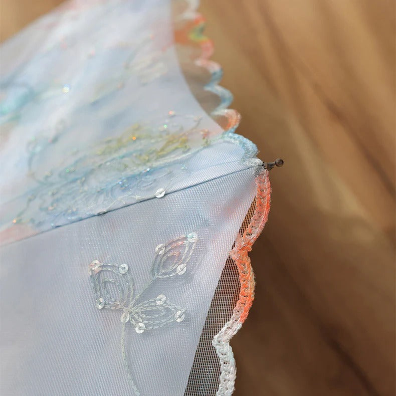 Double-Layer Anti-UV Folding Kumokasa Lace Umbrella