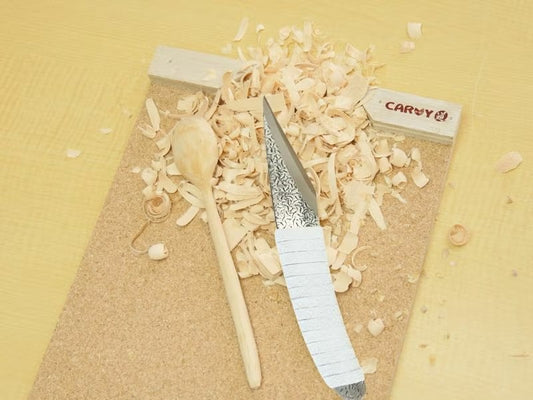 Japanese curved carving knife - Leather handle - Wood roughing - 27 mm