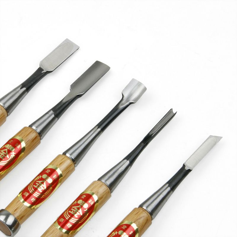 Ciseaux de sculpture japonais 5 pièces – Acier Shirogami – coffret bois professionnel