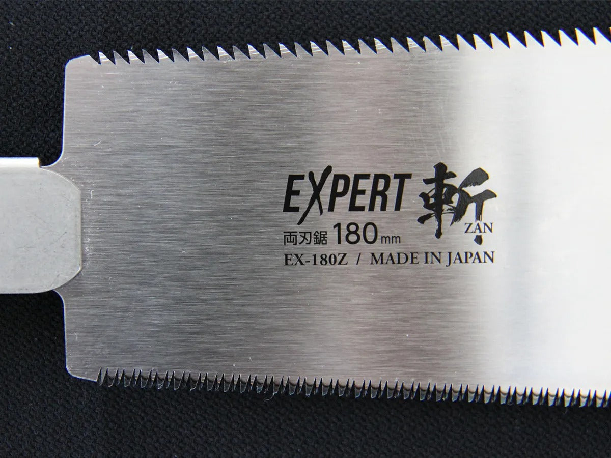 Scie japonaise double denture 180 mm – Expert Zan – Coupe longitudinale & transversale