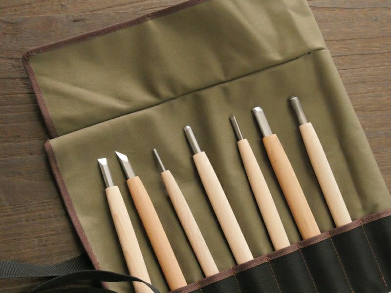Set japonais de 7 outils de sculpture HSS avec etui en toile – Edition exclusive