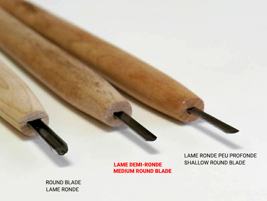 Gouge japonaise demi-ronde HSS 3 mm – Sculpture sur bois – Courbure moyenne