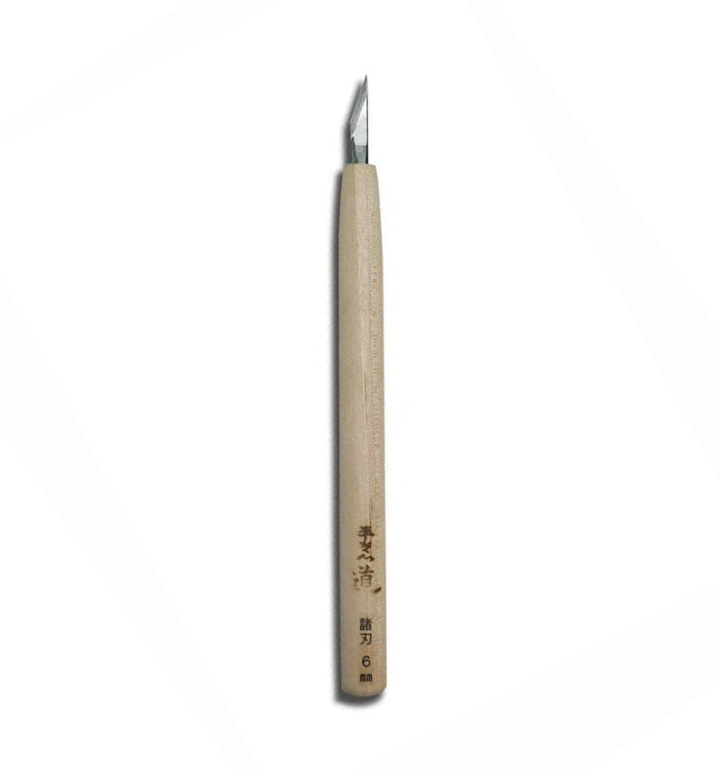 Ciseau japonais double tranchant (Moroba) – Acier Aogami #2 – 6 mm – Sculpture polyvalente