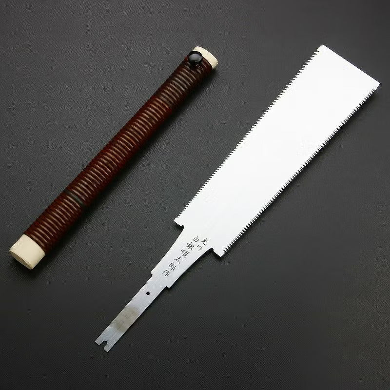 Scie Japonaise Ryoba 225 mm – Shiragane Juntaro – Acier Carbone Premium – Artisanat Japon