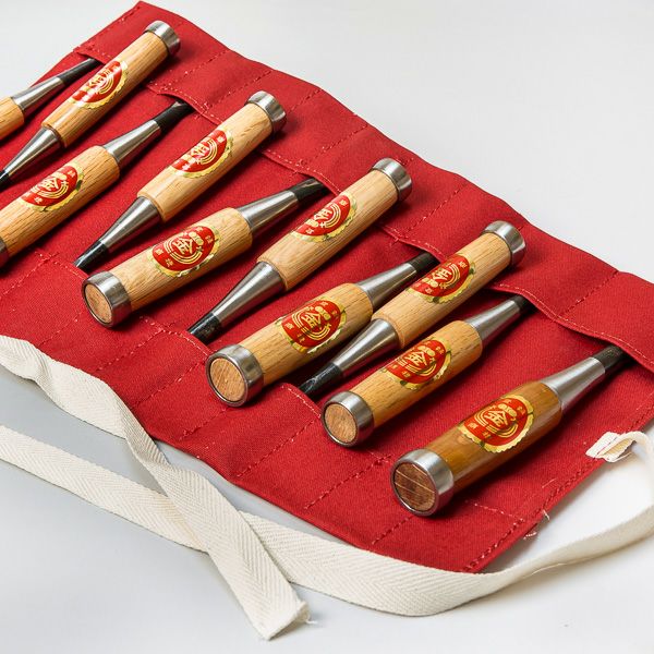 Ciseaux à bois japonais 10 pièces Shirogami #2 – Set professionnel avec étui – Fabrication Japon