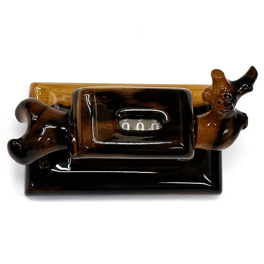 Compteur Japonais Artisanal en Bois de Kaki Noir (Kurogaki) – Matsumura – Modèle sur Socle #2