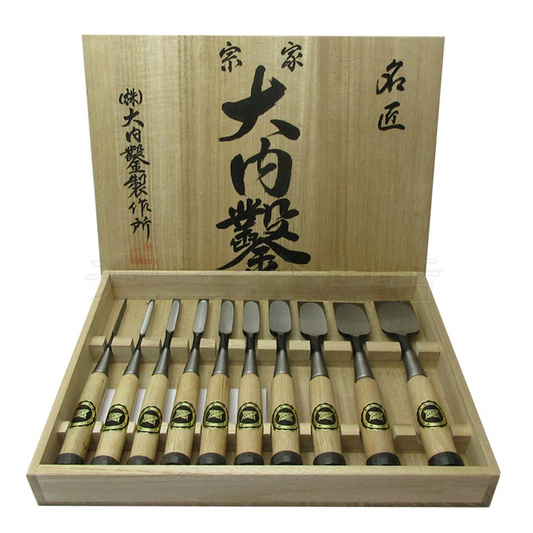 Juego de Gubias Japonesas Ouchi Toshiharu – Oire Nomi de 10 Piezas Shirogami #2
