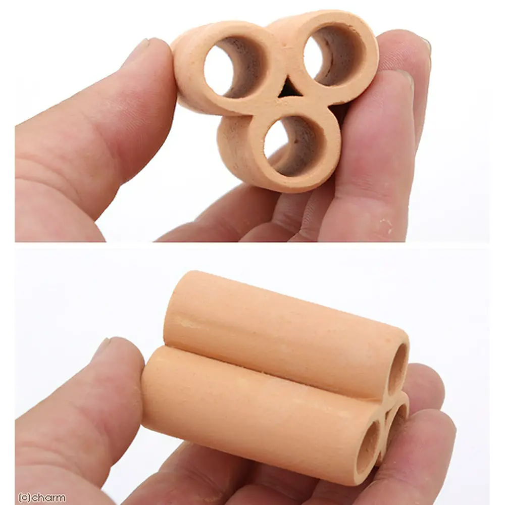 Abri Japonais pour Crevettes “Tōkan” – Tube en Terre Cuite – Diatomite – Coloris noir, blanc, brun (3 Tubes)