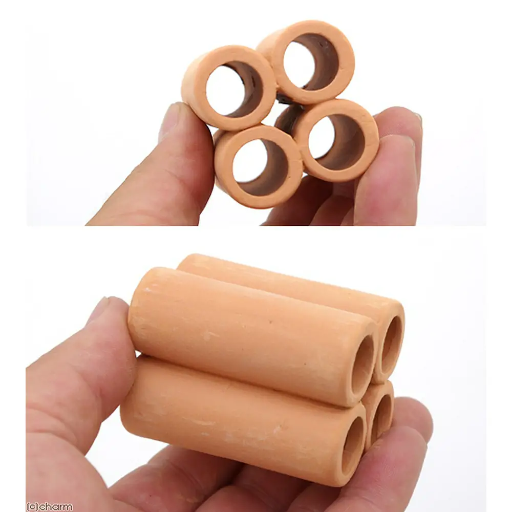 Abri Japonais pour Crevettes “Tōkan” – Tubes en Terre Cuite & Diatomite – 4 Tubes – Coloris noir, blanc, brun