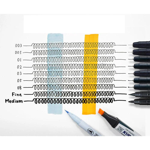 Black technical pens for manga & illustration – ZIG Cartoonist Mangaka (set of 5)