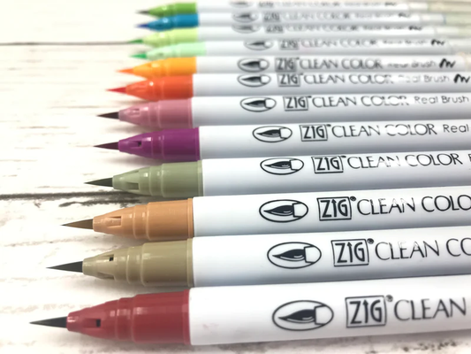 ZIG Clean Color Real Brush – Set de 36 feutres pinceaux aquarellables pour illustration, manga & lettering