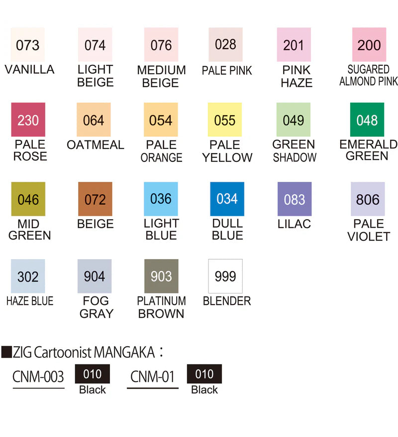 ZIG Real Brush – Set illustration spécial 22 couleurs avec trousse, MANGAKA & pinceau à eau