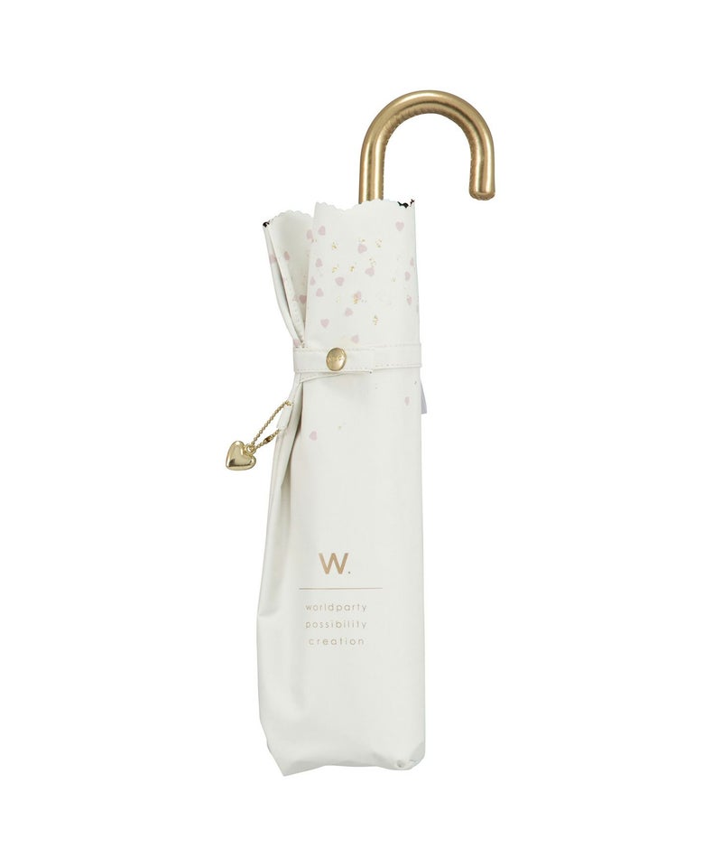 Parapluie Pliable Mini Glitter Heart Anti-UV Wpc. - Blanc Cassé