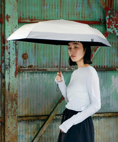 Parapluie Pliable Léger Anti-UV 55 cm Wpc. Air Light | Pluie & Soleil - Blanc Cassé x Gris Clair