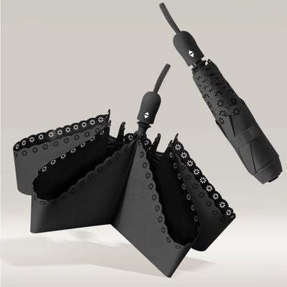 Parapluie Pliable Auto-Ouvrant à Volants Kumokasa - Noir