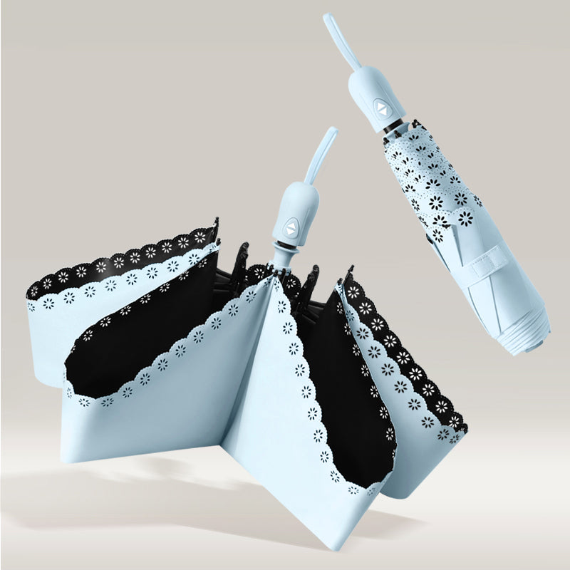 Parapluie Pliable Auto-Ouvrant à Volants Kumokasa - スカイブルー
