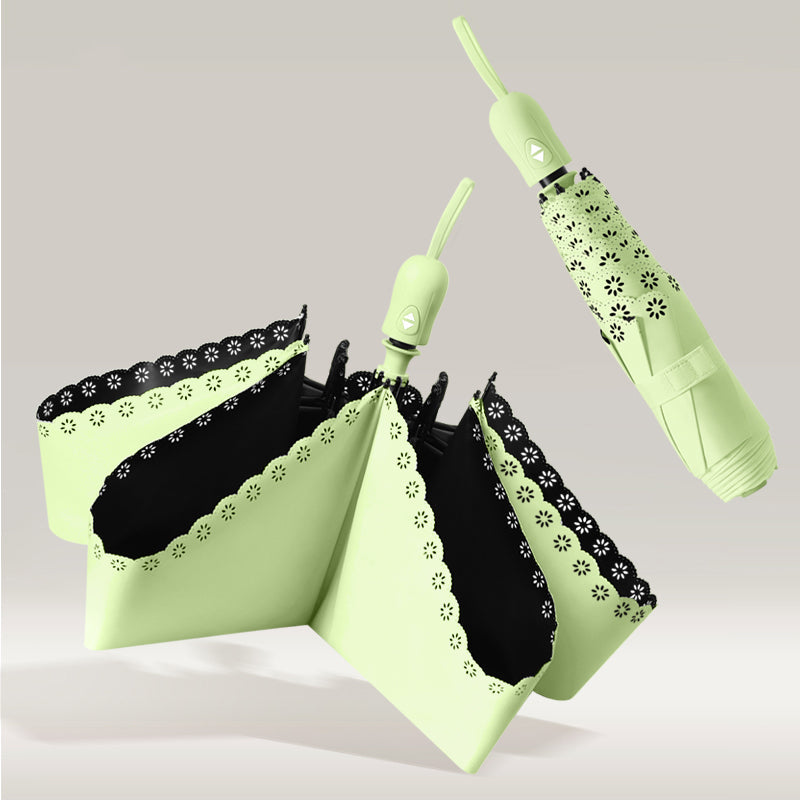Parapluie Pliable Auto-Ouvrant à Volants Kumokasa - Vert