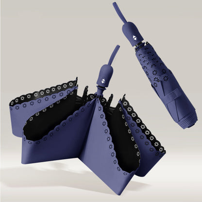 Parapluie Pliable Auto-Ouvrant à Volants Kumokasa - Bleu Marine