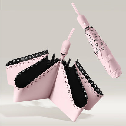 Parapluie Pliable Auto-Ouvrant à Volants Kumokasa - Rose