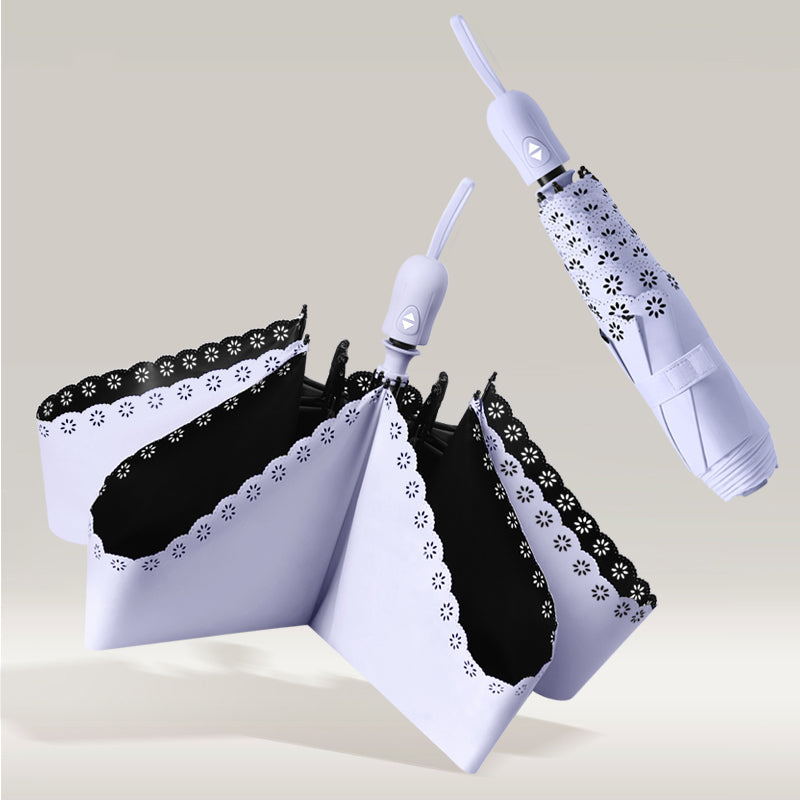 Parapluie Pliable Auto-Ouvrant à Volants Kumokasa - ラベンダーパープル