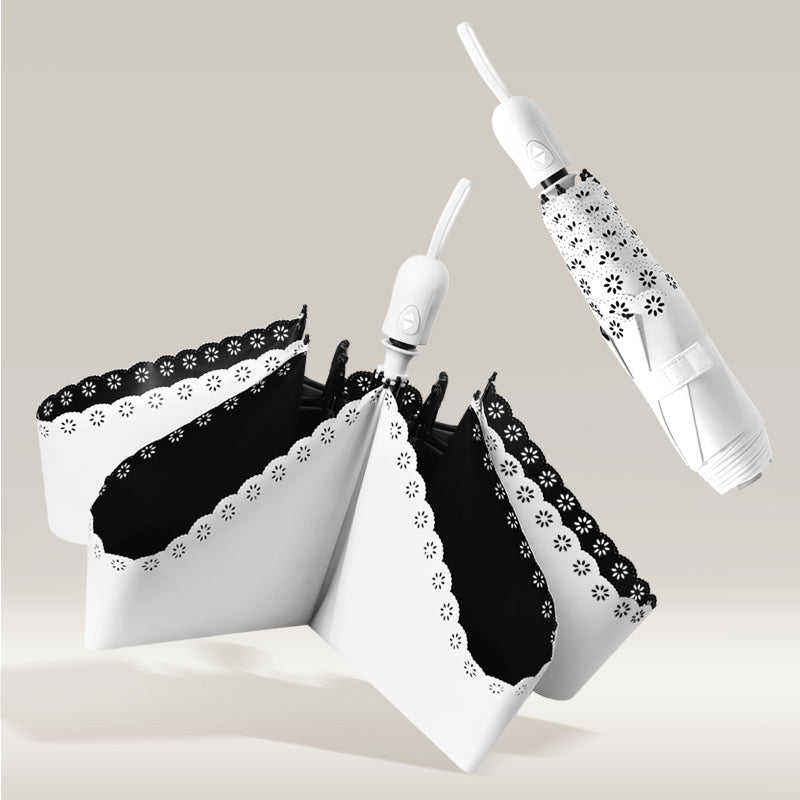 Parapluie Pliable Auto-Ouvrant à Volants Kumokasa - Blanc