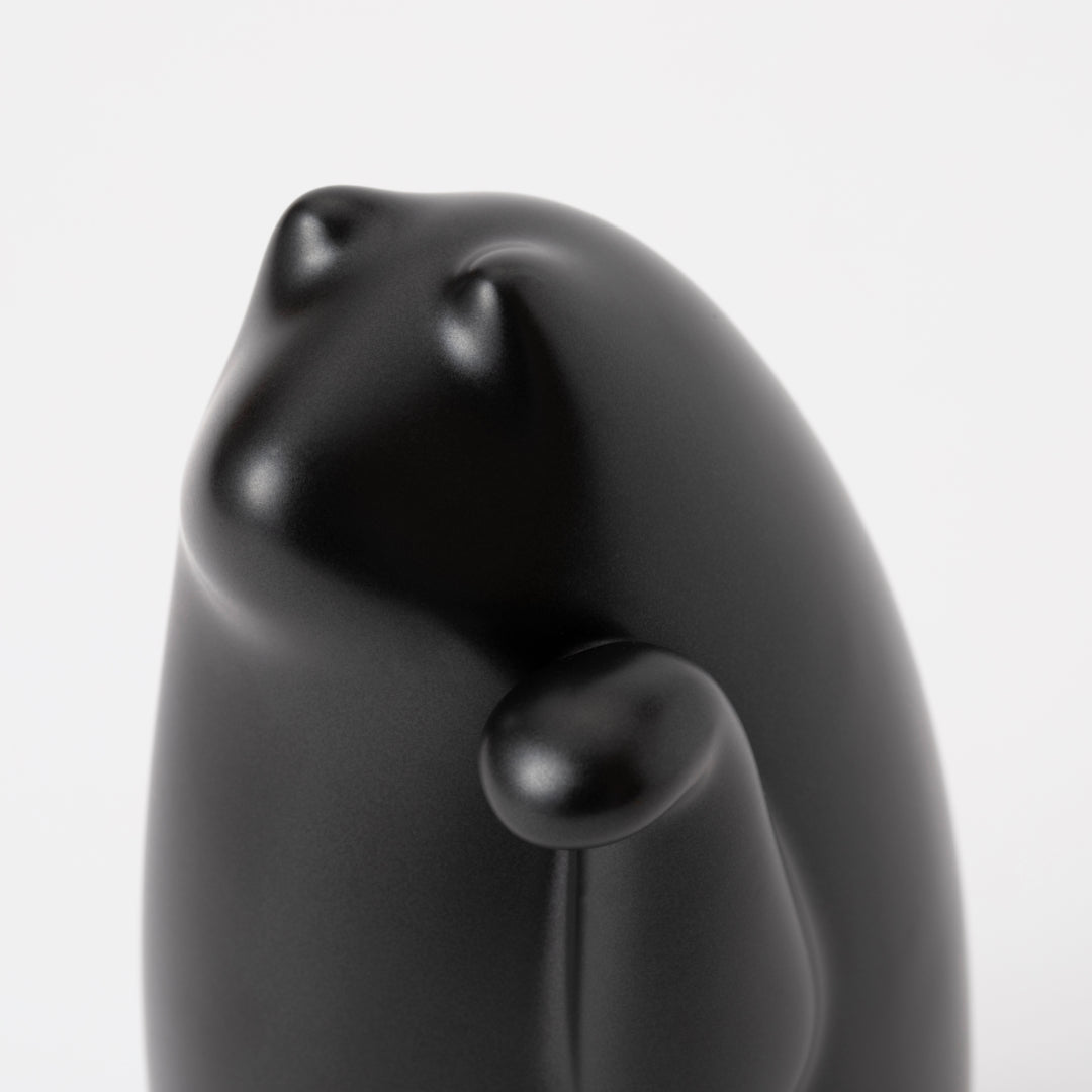 SETOMANEKI Maneki Neko Moyen Noir Gris Mat avec Coffret en Kiri