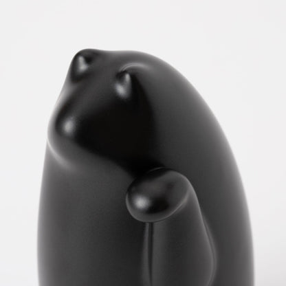 SETOMANEKI Maneki Neko Moyen Noir Gris Mat avec Coffret en Kiri