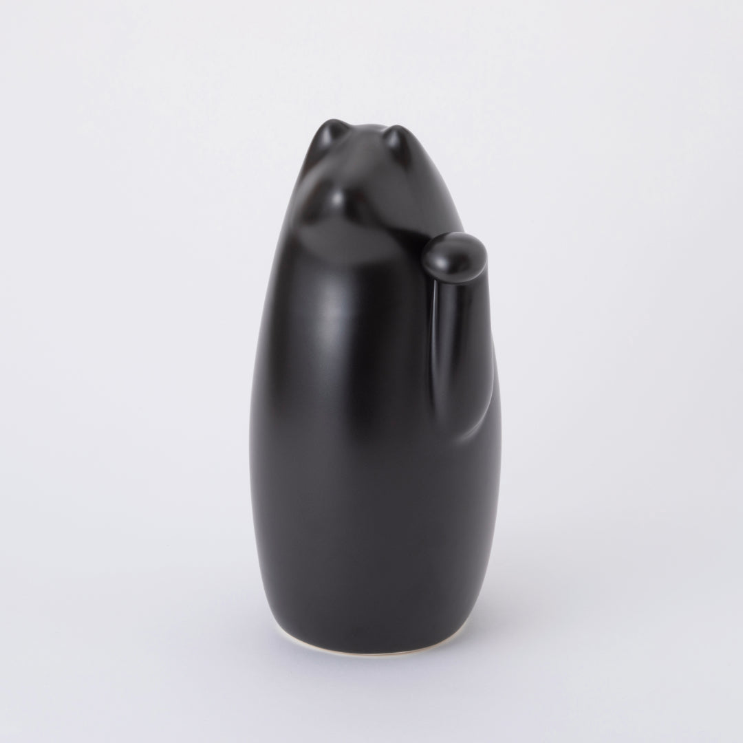 SETOMANEKI Maneki Neko Moyen Noir Gris Mat avec Coffret en Kiri