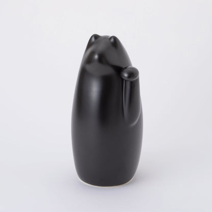 SETOMANEKI Maneki Neko Moyen Noir Gris Mat avec Coffret en Kiri