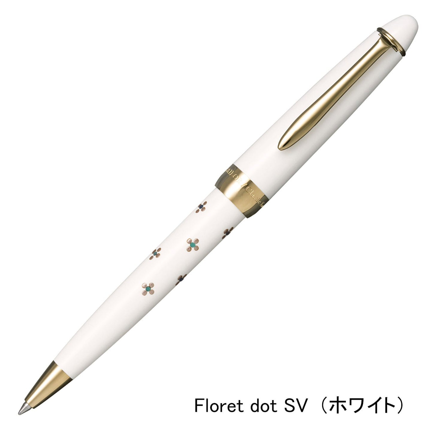 Stylo-bille Sailor Classic Ko Maki-e – Floret Dot SV – Blanc