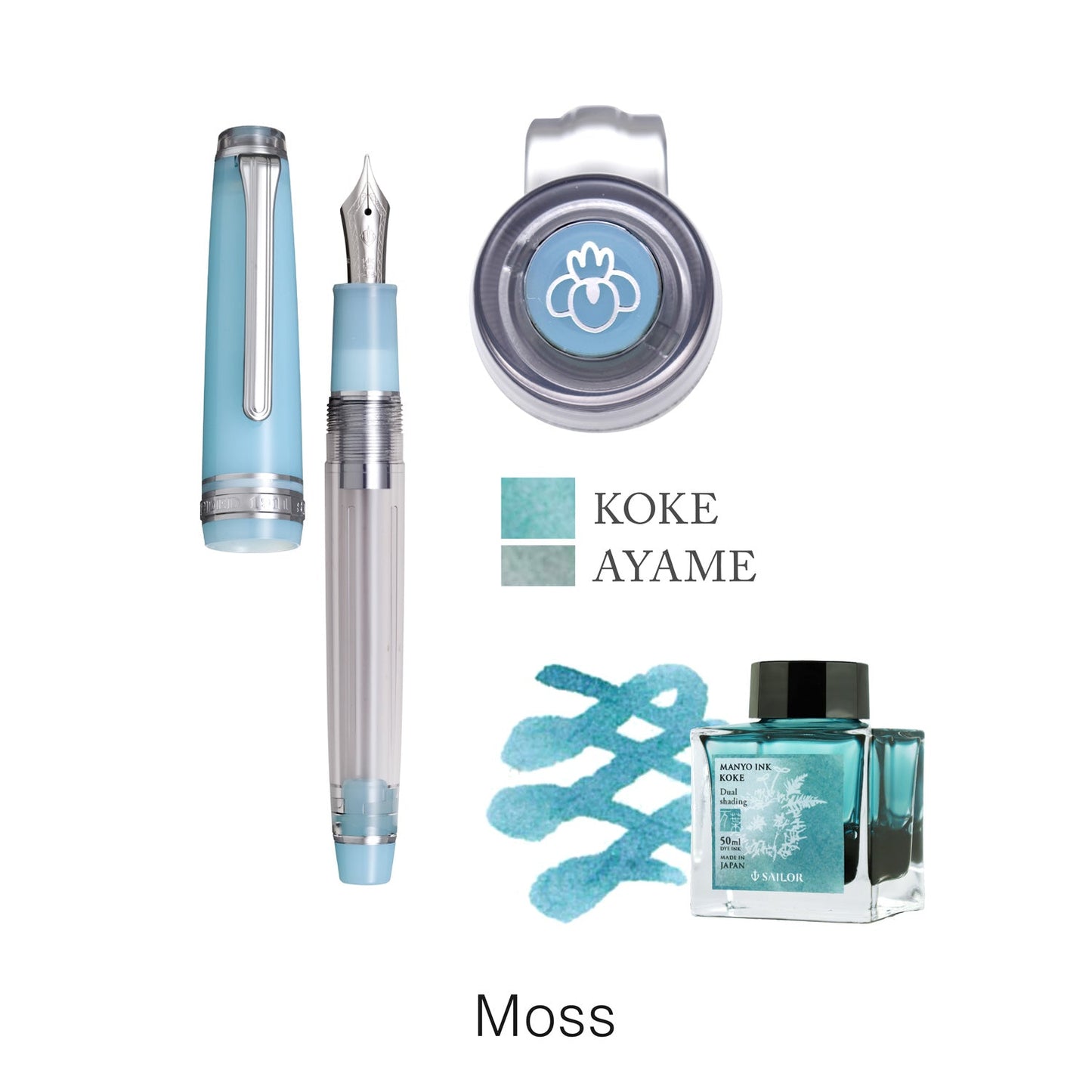 Coffret stylo-plume Sailor Manyo Moss – Moss (Mousse), Moyenne-fine (MF)