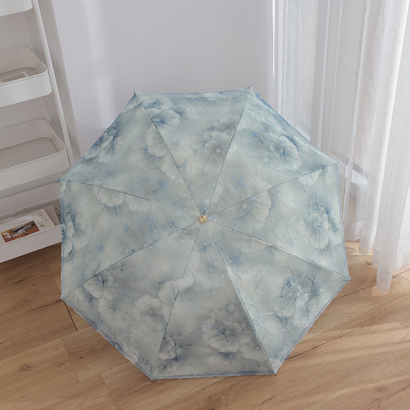Parapluie Pliable Anti-UV Double Couche Dentelle Kumokasa - カラーコーティング・約413g・灰色