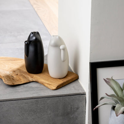 SETOMANEKI Maneki Neko Moyen Noir Gris Mat avec Coffret en Kiri