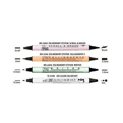 Set 4 Marqueurs Noirs Double Pointe ZIG – Calligraphie, Lettering et Illustration