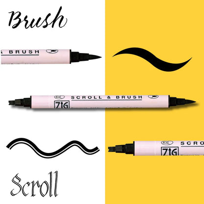 Set 4 Marqueurs Noirs Double Pointe ZIG – Calligraphie, Lettering et Illustration