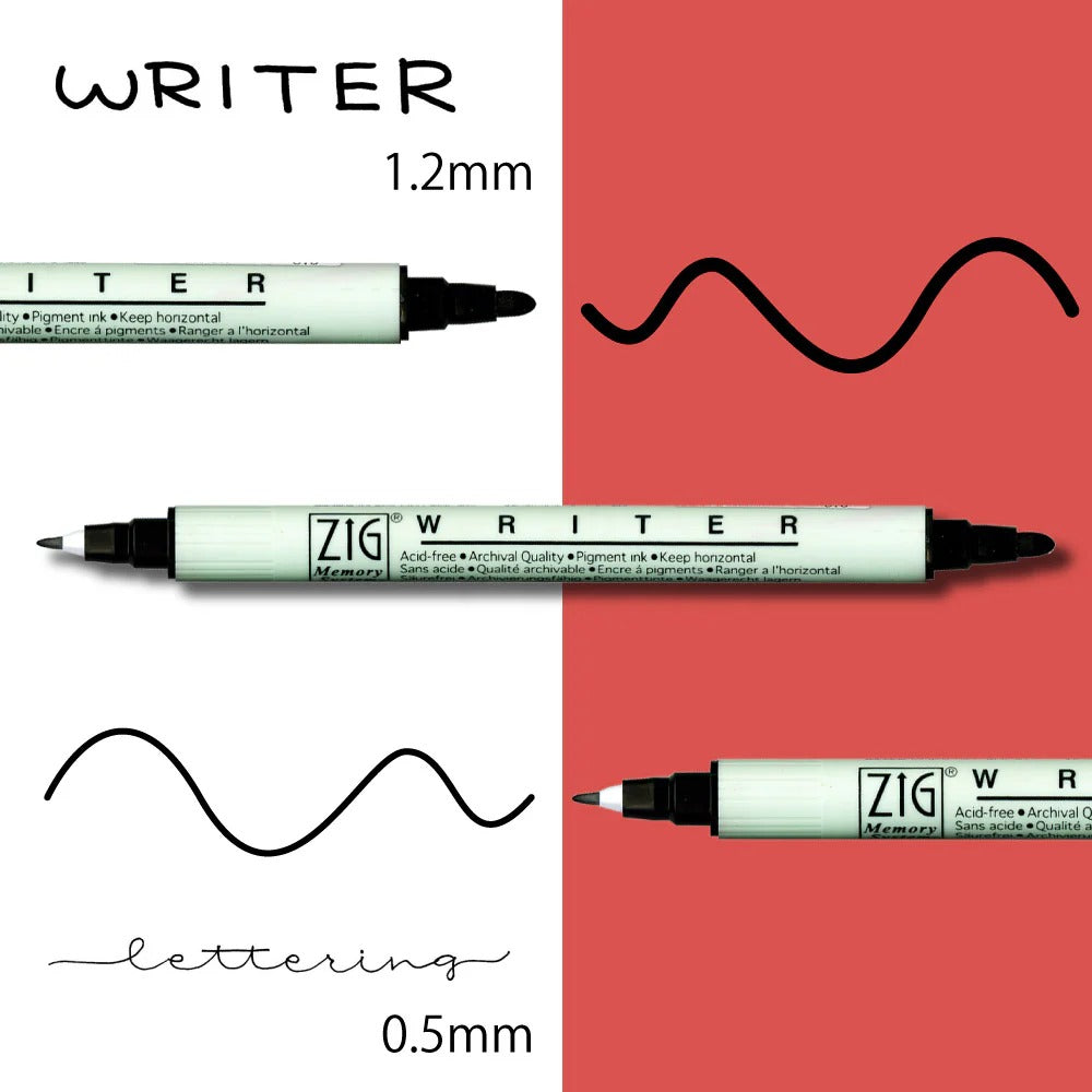 Set 4 Marqueurs Noirs Double Pointe ZIG – Calligraphie, Lettering et Illustration
