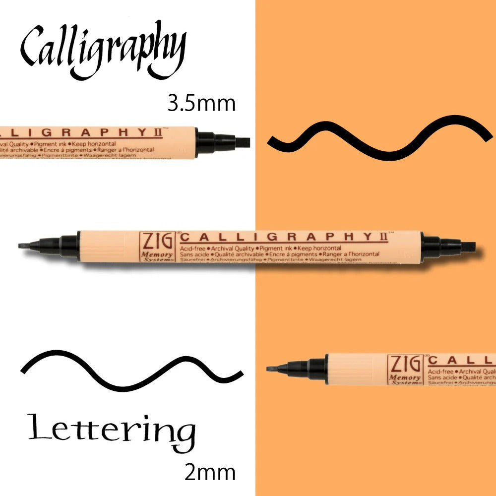 Set 4 Marqueurs Noirs Double Pointe ZIG – Calligraphie, Lettering et Illustration