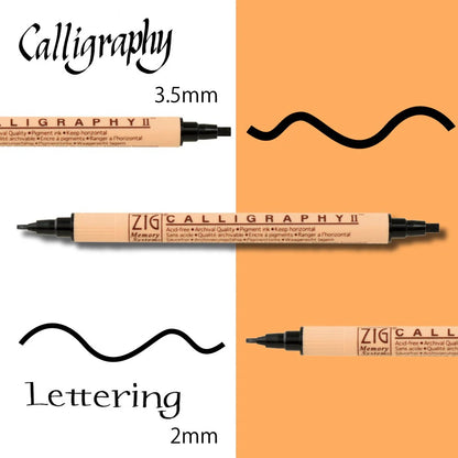 Set 4 Marqueurs Noirs Double Pointe ZIG – Calligraphie, Lettering et Illustration