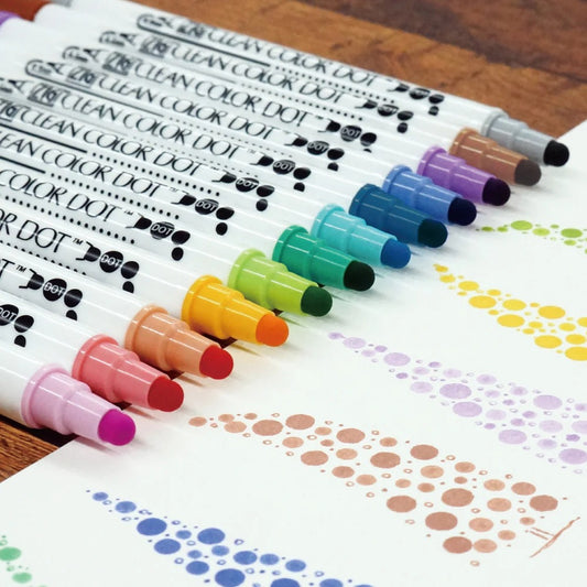 ZIG Clean Color Dot 12 Couleurs – Marqueurs Double Pointe Dot & Fine