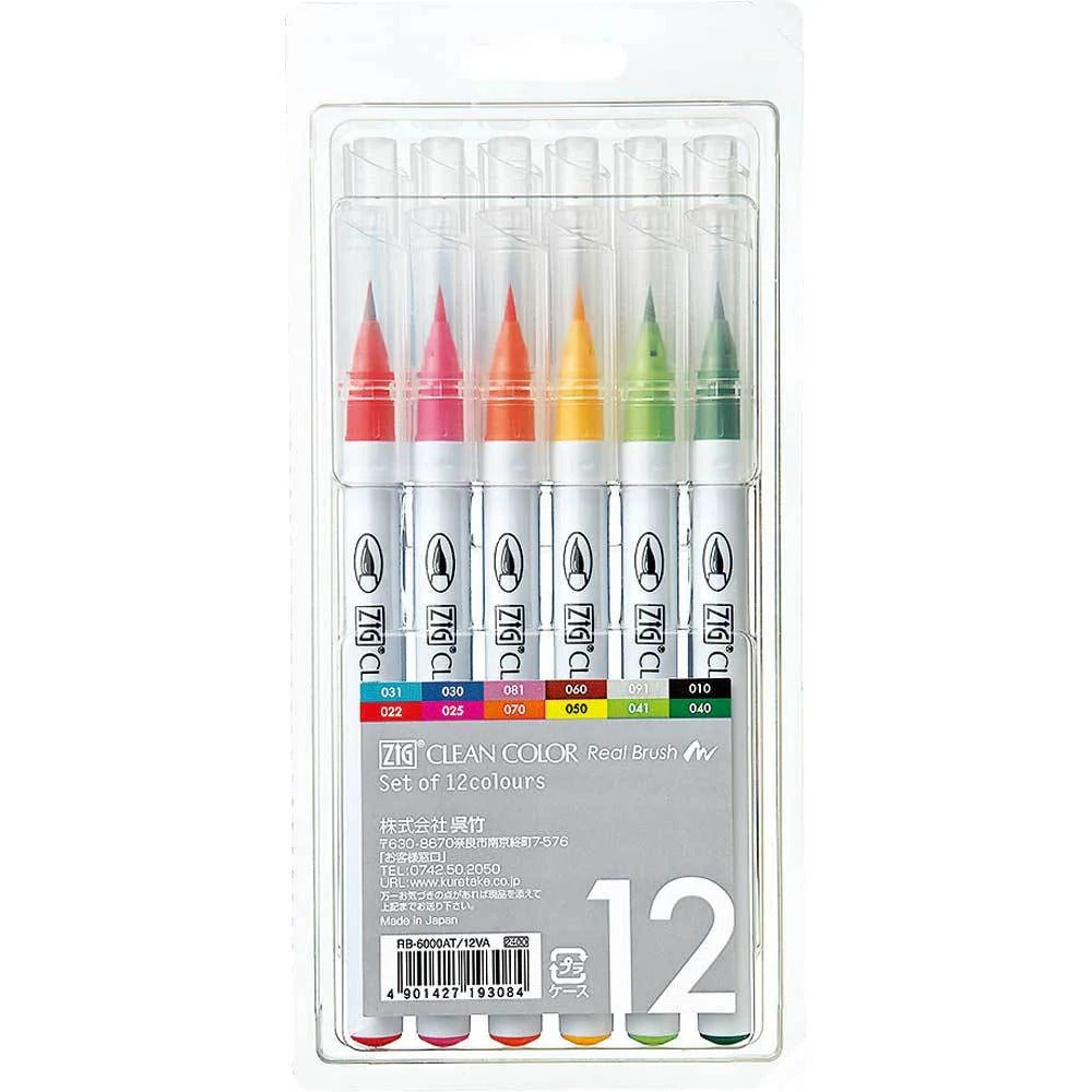 ZIG Clean Color Real Brush Set 12 Couleurs – Feutres Pinceau Aquarelle Manga & Illustration